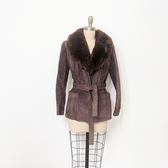 Vintage Jackets & Blazers - vtg 1970s ultimate hippie stevie nicks leather collar jacket
